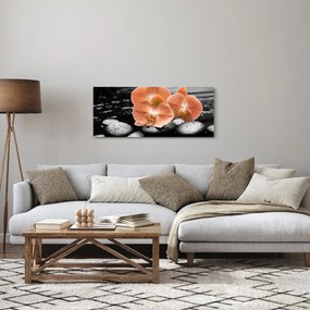 Obraz - Oranžové orchidey (120x50 cm)