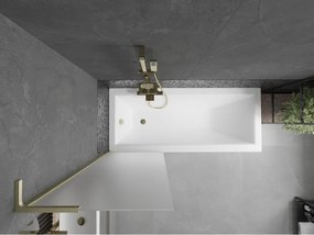 Mexen Next L, 1-krídlová vaňová zástena 60 x 150 cm, 6mm sklo námraza, zlatý matný profil, 895-060-000-03-30-55