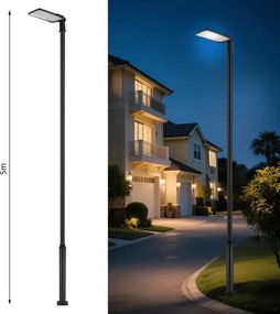 Brilagi-LED Vonkajšia lampa so stĺpom a káblom 5 m URBANLIGHT LED/200W/230V čierna IP65