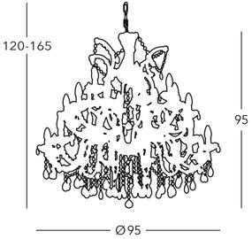 Kolarz 960.812+12+6 - Krištáľový luster na reťazi VALERIE 30xE14/40W/230V