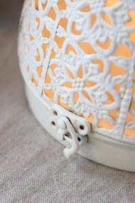 Lampa se vzorem z železa a skla bílá krémová – Ø15*19,5 cm