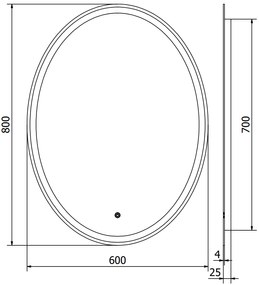 Mexen Elz, LED kúpeľňové zrkadlo s podsvietením 60 x 80 cm, 6000K, ochrana proti zahmlievaniu, 9802-060-080-611-00