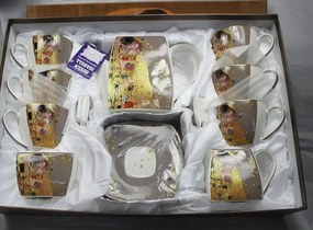 Porcelánový 21 dielny set na kávu alebo čaj,Gustav Klimt  The Kiss, Queen Isabell, 09295