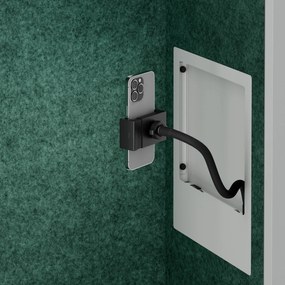 Akustická kabína SALLY MentalBox 600 mm – sivý korpus, zelené sedadlo