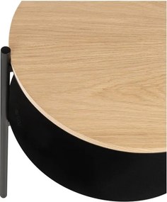 Čierny/v prírodnej farbe nočný stolík s doskou v dubovom dekore Tu – noo.ma