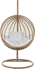 Závesné béžové záhradné ratanové kreslo Lounge Beige -119*110*193 cm