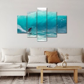 Obraz surferov vo vlnách (150x105 cm)