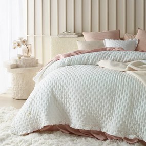 Biely prehoz na posteľ Molly s volánom 200 x 220 cm