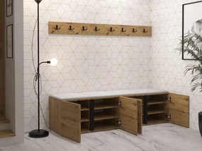 Nábytok do chodby s čalúnenými panelmi 42x42 SELAND 8 - dub artisan / čierny