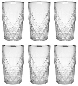 UPSCALE Sada pohárov na long drink so strieborným okrajom 460 ml 6 ks