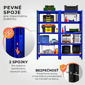 Regál s vysokou nosnosťou HEAVY, max. 875kg, 90x40x180cm, modrá Monzana