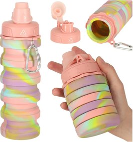 KIK Silikónová skladacia fľaša na vodu 500 ml, športová, viacfarebná