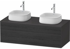 DURAVIT Zencha závesná skrinka pod dve umývadlá na dosku, 2 zásuvky, 1300 x 550 x 442 mm, dub čierny/grafit super matná, ZE4823B16800000