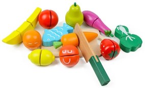 Drevené ovocie a zelenina na krájanie, 13ks, Eco Toys