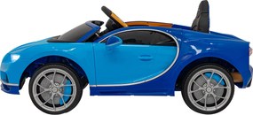 Ramiz Bugatti Chiron batérie pre deti Modrá + Diaľkové ovládanie + Nosič batožiny + EVA + Tlmiče + LED Audio
