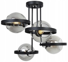 Stropné svietidlo Haga Ring, 4x grafitové sklenené tienidlo (výber z 3 farieb uchytenia)