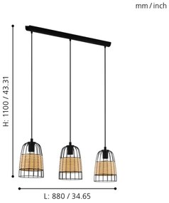 Eglo 43313 - Luster na lanku ANWICK 3xE27/40W/230V