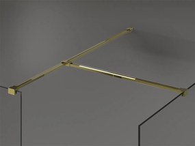Mexen Kioto, sprchový kút typ Walk-In 130 x 80 cm, 8mm sklo-čierny vzor, zlatý lesklý profil, 800-130-202-50-70-080