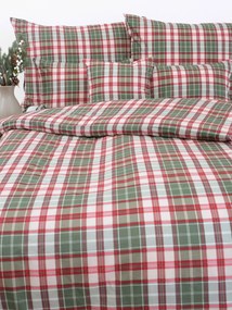 Vianočné francúzske bavlnené obliečky Renforcé - Káro zelené