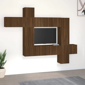10-dielna súprava TV skriniek hnedý dub spracované drevo