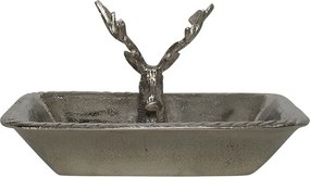 Strieborná kovová miska s hlavou jeleňa - 21 * 21 * 13cm