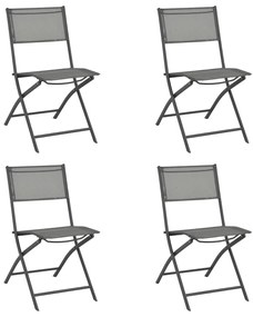 Skladacie vonkajšie stoličky 4 ks sivé oceľ a textilén