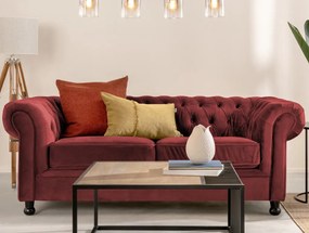 Pohovka Chesterfield, červená látka