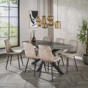 Jedálenský stôl 45-60 180x90cm Ceramik Fossil Black  - Komfort-nábytok