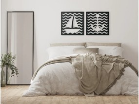 drevko 2-dielny obraz na stenu Kotva s loďkou Rozmer obrazu: 22 x 44,5 cm, Farba dekorácie: Čierna
