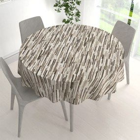 Biante Dekoračný okrúhly obrus Leona LN-176 Hnedo-béžové pásiky Ø 100 cm