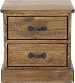 Rustikálny nízky nočný stolík s 2 zásuvkami 40x50x50 cm