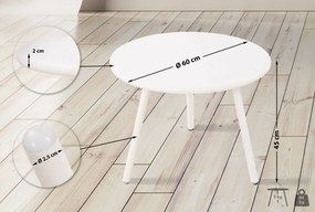 Konferenčný stolík Minot - v45 x Ø60 cm - Biela