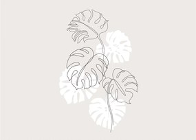 Sklenený obraz - Line art monstera N⁰3 (70x50 cm)