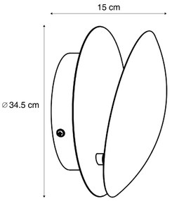 Moderné nástenné svietidlo čierne so zlatou farbou 34,5 cm 2-svetlá - Sunrise