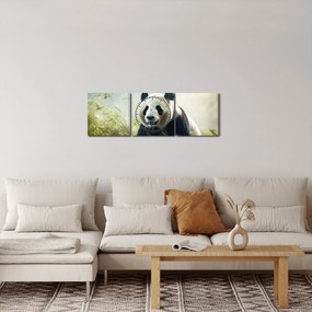 Obraz - Panda (s hodinami) (90x30 cm)