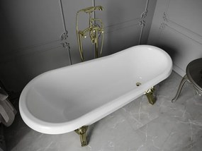 Mexen Retro voľne stojaca vaňa 170 x 75 cm, biela, zlaté nohy - 53251707500-50