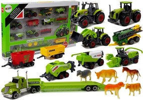 LEAN TOYS Sada poľnohospodárskych vozidiel s figúrkami zvierat