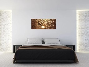 Obraz ženy v zlatej miestnosti (120x50 cm)