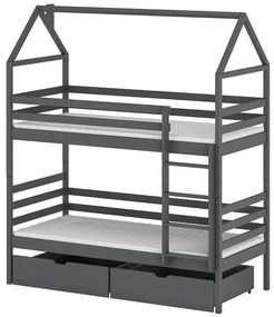 Posteľ Domček Alex 80x160 grafitová