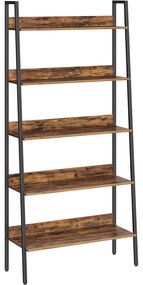 5-úrovňová úzka rebríková polica, rustikálna hnedá