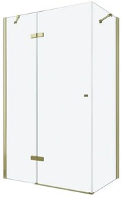 Mexen Roma, sprchovací kút 100 (dvere) x 80 (stena) cm, 6mm číre sklo, zlatý profil, 854-100-080-50-00