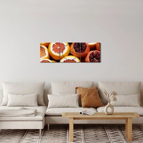 Obraz pomarančov a granátových jabĺk (s hodinami) (90x30 cm)
