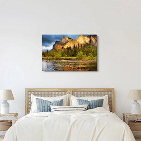 Obraz - Skaly pri jazere (90x60 cm)