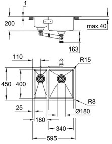 GROHE 31576SD1 - Kuchynský drez K700U 595 × 450 mm nerez