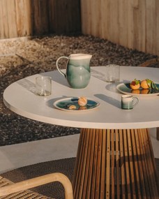 Záhradný jedálenský stôl faluca ø 120 cm biely/prírodný MUZZA
