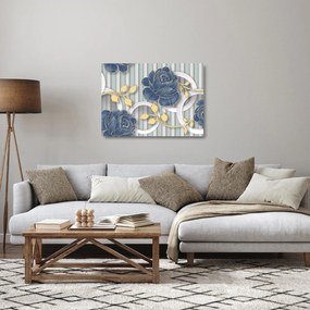 Sklenený obraz - Ruže a kruhy (70x50 cm)