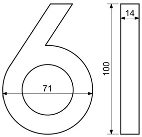 Domové číslo "6", RN.100LV, brúsené, strieborná