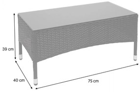 Záhradná súprava 2 kresiel, pohovky a stolíka HWC-F55 - čierna, krémové vankúše
