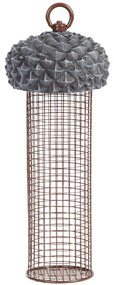 Závesné kŕmidlo pre vtáky Acorn2, 27,5x10 cm, kov/polyesterová živica, sivá
