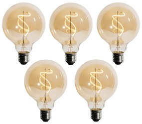 Sada 5 stmievateľných LED žiaroviek E27 so špirálovým vláknom G95 4W 270 lm 2200K